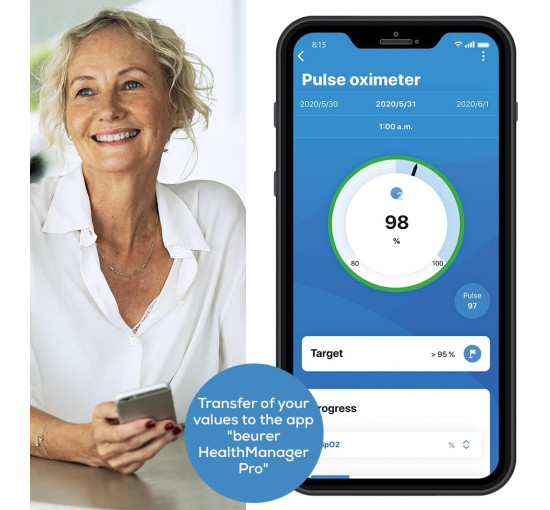 Пульсоксиметр Beurer PO60 із Bluetooth, білий (my-20126)
