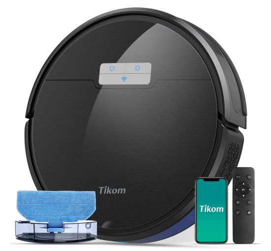 Робот-пилосос Tikom G8000 Pro, потужність всмоктування 4500 Па, чорний (my-20079)