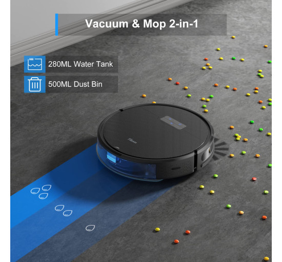 Робот-пилосос Tikom G8000 Pro, потужність всмоктування 4500 Па, чорний (my-20079)