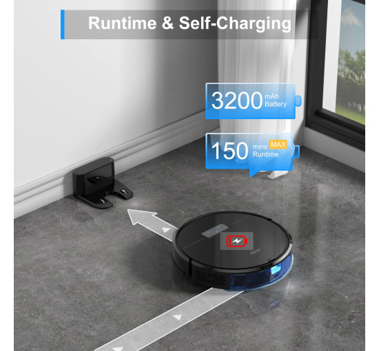 Робот-пилосос Tikom G8000 Pro, потужність всмоктування 4500 Па, чорний (my-20079)