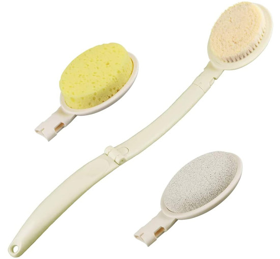 Щетка для душа и ванны MEGHNA MG-Brush-EU для спины, разборная, 3 в 1, кремовый (my-20023)