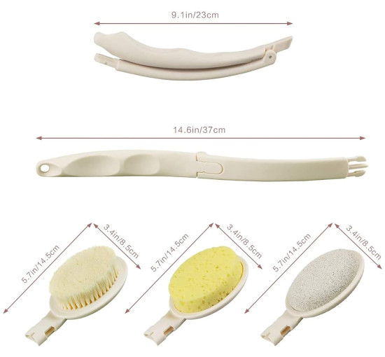 Щетка для душа и ванны MEGHNA MG-Brush-EU для спины, разборная, 3 в 1, кремовый (my-20023)