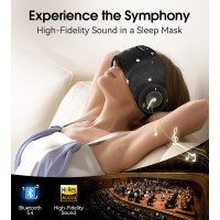 Шовкова Bluetooth-маска для сну MUSICOZY з HD-стереозвуком, регульований розмір, 100% блокування світла, чорний (my-20011)