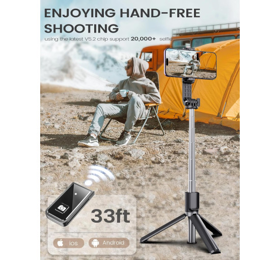 Штатив-палиця для селфі ANXRE ANXST01 з пультом управління, чорний (my-20172)