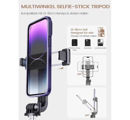 Штатив-палиця для селфі ANXRE ANXST01 з пультом управління, чорний (my-20172)