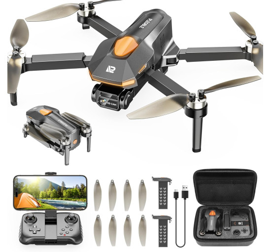 Складной радиоуправляемый дрон PLEGBLE PL-510 с бесколлекторным двигателем FPV, 2 аккумулятора, HD 1080P (my-20049) 