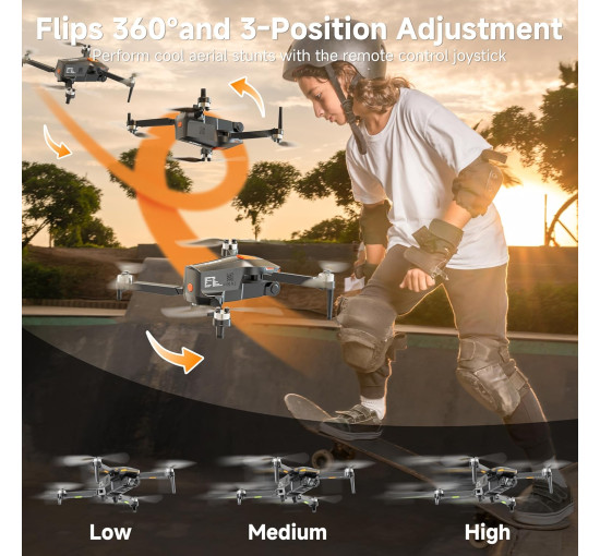 Складной радиоуправляемый дрон PLEGBLE PL-510 с бесколлекторным двигателем FPV, 2 аккумулятора, HD 1080P (my-20049) 