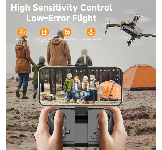 Складной радиоуправляемый дрон PLEGBLE PL-510 с бесколлекторным двигателем FPV, 2 аккумулятора, HD 1080P (my-20049) 