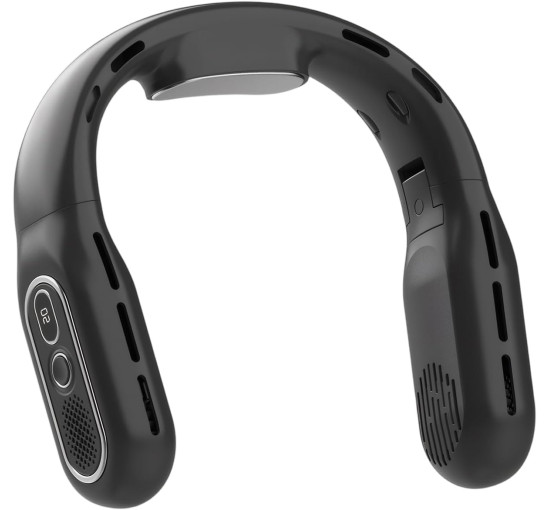 Складаний шийний вентилятор Colexy, 3-швидкісний, із зарядкою від міні-USB та світлодіодним дисплеєм, чорний (my-20022)