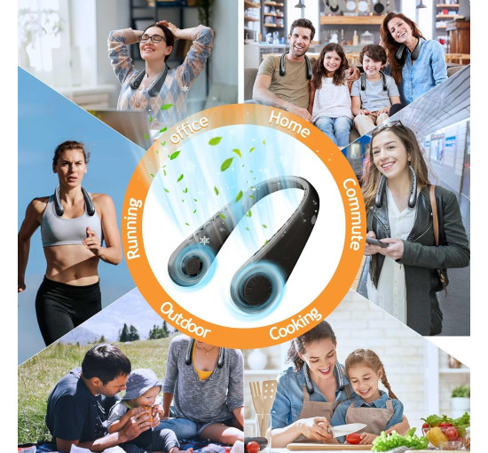 Складаний шийний вентилятор Colexy, 3-швидкісний, із зарядкою від міні-USB та світлодіодним дисплеєм, чорний (my-20022)