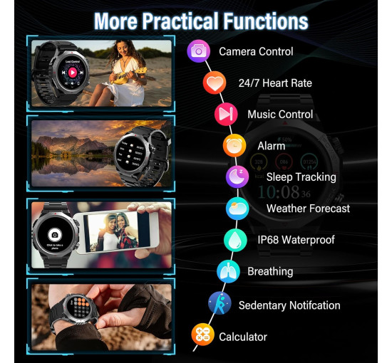 Смарт-часы Qecnato S10 водонепроницаемый IP68, черный (my-20167)