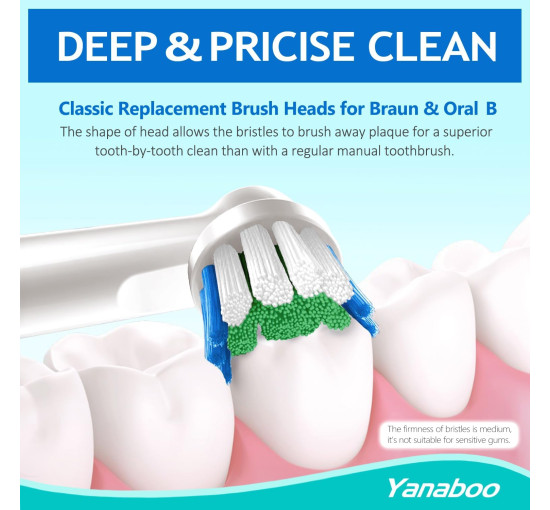 Совместимые насадки Yanaboo SB-17A-Y8 для зубной щетки Oral B, 8шт. белый (my-20130)