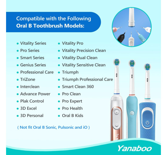 Совместимые насадки Yanaboo SB-17A-Y8 для зубной щетки Oral B, 8шт. белый (my-20130)