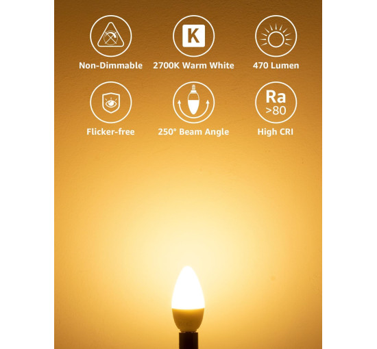 Світлодіодна лампа Lepro E14, 4,2 Вт, тепле біле світло 2700 К, упаковка з 6 шт. (my-20209)