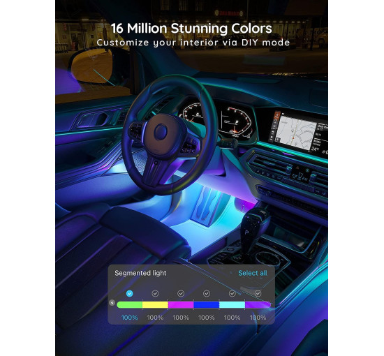 Світлодіодна стрічка Govee H7090 для автомобіля, інтелектуальне RGBIC-підсвічування салону автомобіля, DC 12 В (my-20050)