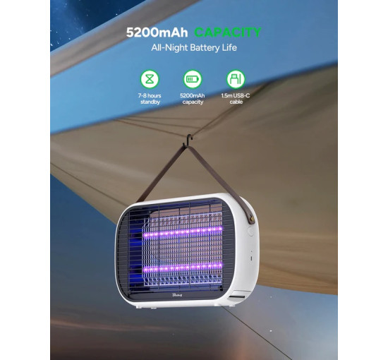 Світлодіодна пастка для знищення комарів Buzbug MA015C для вулиці та приміщень, акумулятор 5200 мА·год (my-20044)