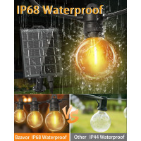 Світлодіодні гірлянди Bzavor LP68, 2700 К, на сонячних батареях, вуличні лампочки G40, теплий білий (my-20040)