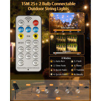 Світлодіодні гірлянди Bzavor LP68, 2700 К, на сонячних батареях, вуличні лампочки G40, теплий білий (my-20040)