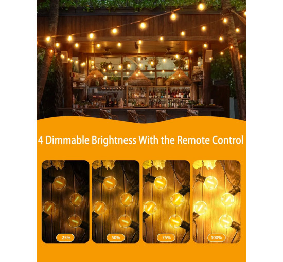 Світлодіодні гірлянди Bzavor LP68, 2700 К, на сонячних батареях, вуличні лампочки G40, теплий білий (my-20040)