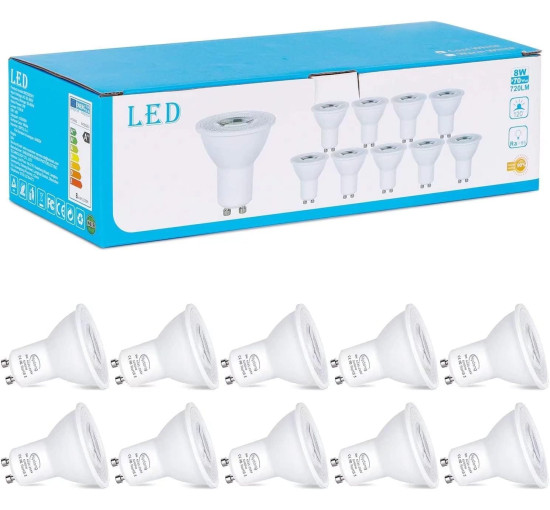 Светодиодные лампы HYDONG BR16-SSDQB GU10 мощностью 8 Вт, холодный белый, 6000 К, упаковка из 10 шт. (my-20210)