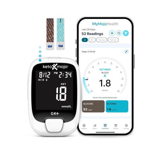 Тест-набір KETO-MOJO GK+ Bluetooth для визначення рівня глюкози та кетонів (my-20045)