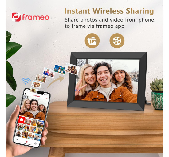 Цифровая фоторамка FANGOR 112K Frameo WiFi, 10,1-дюймовая цифровая фоторамка с сенсорным экраном HD IPS 1280x800, памятью 32 ГБ, черный (my-20060)