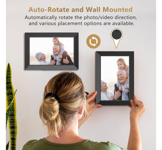 Цифровая фоторамка FANGOR 112K Frameo WiFi, 10,1-дюймовая цифровая фоторамка с сенсорным экраном HD IPS 1280x800, памятью 32 ГБ, черный (my-20060)