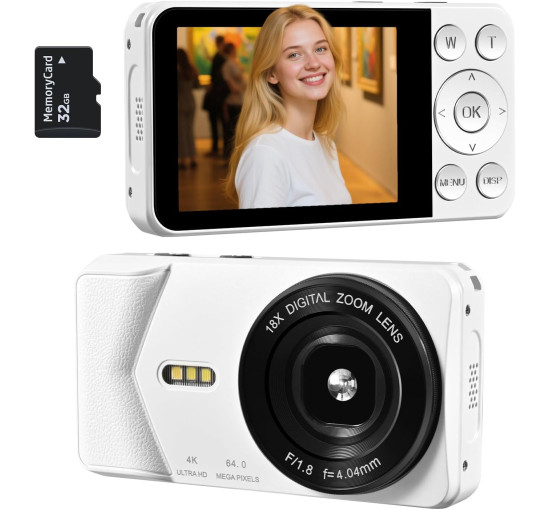 Цифровая камера WEIIBDIE A59 4K UHD, 64-мегапиксельная, белый (my-20129)