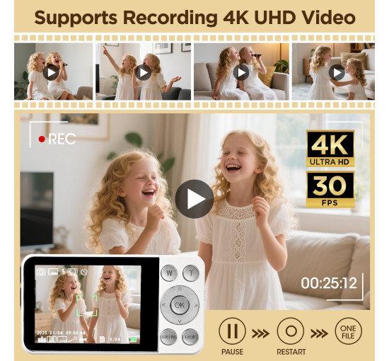 Цифровая камера WEIIBDIE A59 4K UHD, 64-мегапиксельная, белый (my-20129)