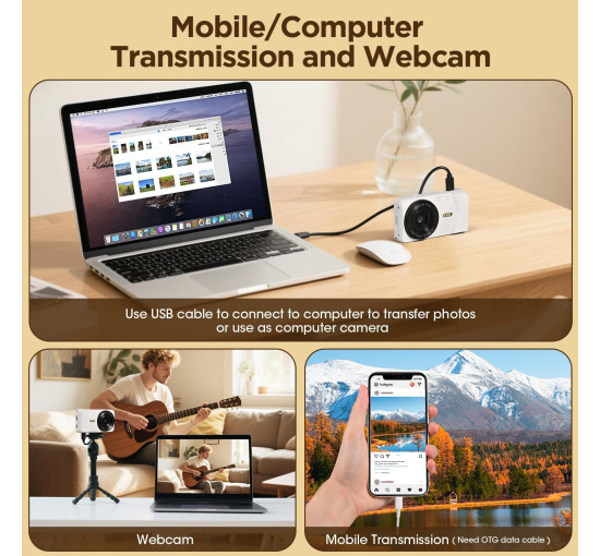 Цифровая камера WEIIBDIE A59 4K UHD, 64-мегапиксельная, белый (my-20129)