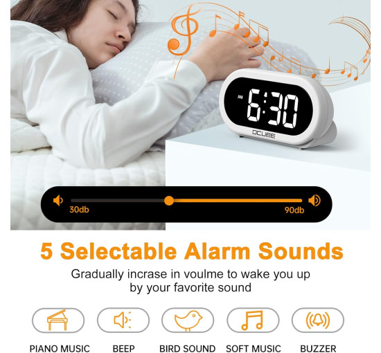 Цифровий світлодіодний будильник OCUBE UE128, білий (my-20152)