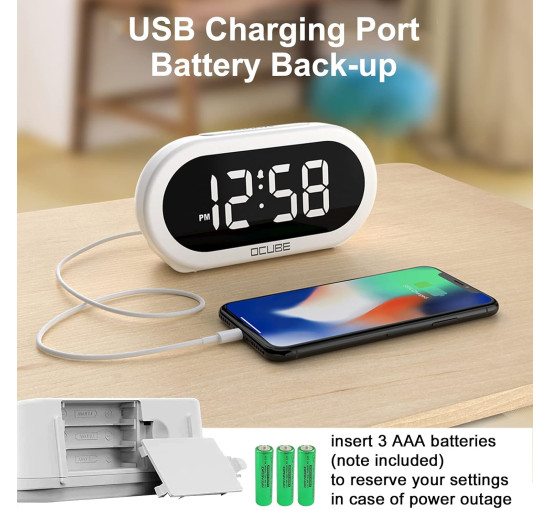 Цифровий світлодіодний будильник OCUBE UE128, білий (my-20152)