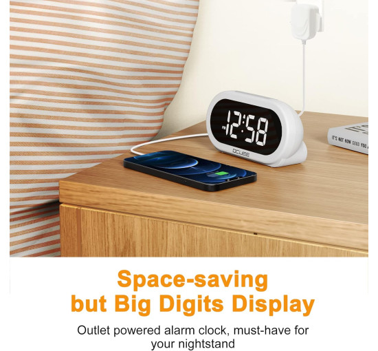 Цифровий світлодіодний будильник OCUBE UE128, білий (my-20152)