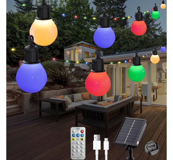 Уличные солнечные гирлянды Litark PL17100 с 20 ударопрочными лампами G40 - 10 м, 100 светодиодов (my-20042)