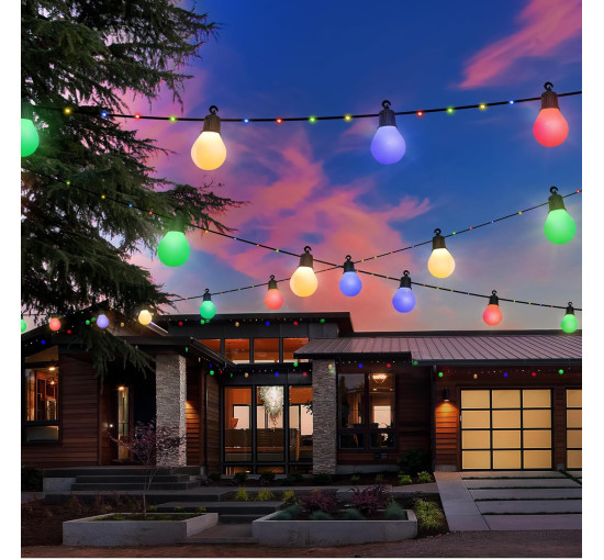 Уличные солнечные гирлянды Litark PL17100 с 20 ударопрочными лампами G40 - 10 м, 100 светодиодов (my-20042)