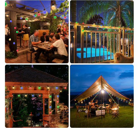 Уличные солнечные гирлянды Litark PL17100 с 20 ударопрочными лампами G40 - 10 м, 100 светодиодов (my-20042)