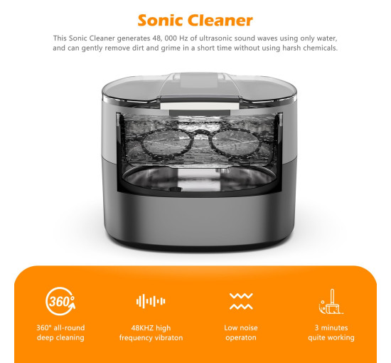 Ультразвуковая машина для чистки ювелирных изделий KECOOLKE SU-777, 750 мл, серебристый (my-20076)