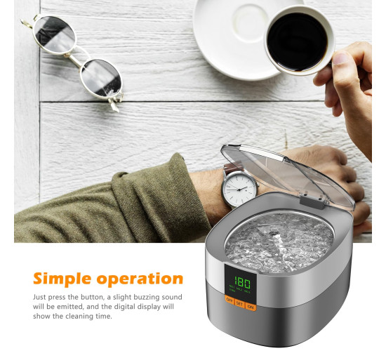 Ультразвуковая машина для чистки ювелирных изделий KECOOLKE SU-777, 750 мл, серебристый (my-20076)