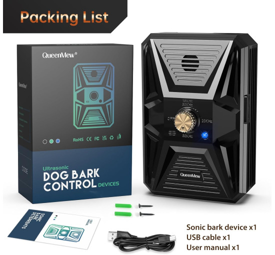 Ультразвуковое устройство QueenMew BXJG для контроля лая, черный (my-20138)