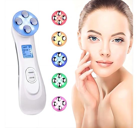 Ультразвуковой косметологический аппарат Moonssy MY0986,  для лица против морщин 5-в-1, белый (my-20013)