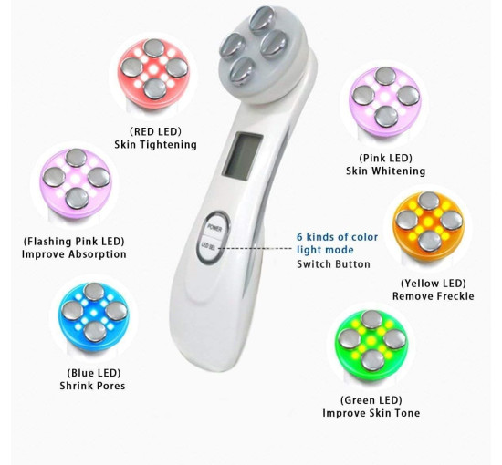 Ультразвуковой косметологический аппарат Moonssy MY0986,  для лица против морщин 5-в-1, белый (my-20013)