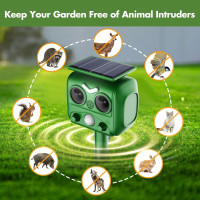 Ультразвуковой отпугиватель домашних животных LEMENG R806 на солнечной батарее, зелный (my-20185)