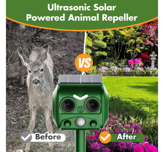 Ультразвуковой отпугиватель домашних животных LEMENG R806 на солнечной батарее, зелный (my-20185)