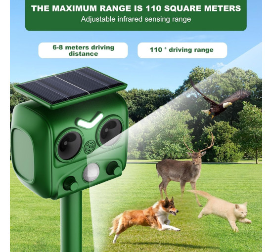 Ультразвуковой отпугиватель домашних животных LEMENG R806 на солнечной батарее, зелный (my-20185)