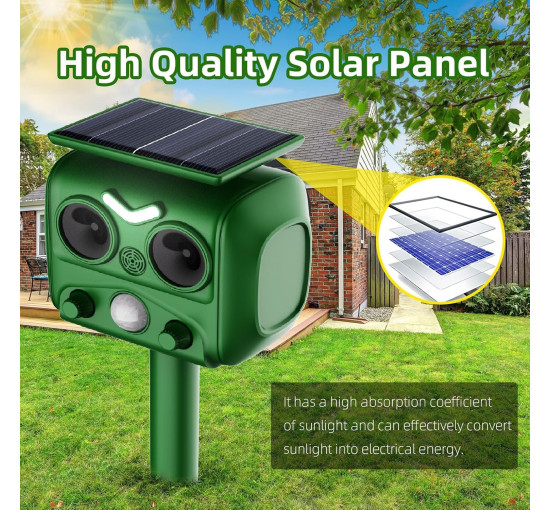 Ультразвуковой отпугиватель домашних животных LEMENG R806 на солнечной батарее, зелный (my-20185)