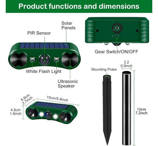 Ультразвуковой отпугиватель кошек HEEGFF CWY-UK 31Cat-0606 с 2 режимами работы (my-20137)