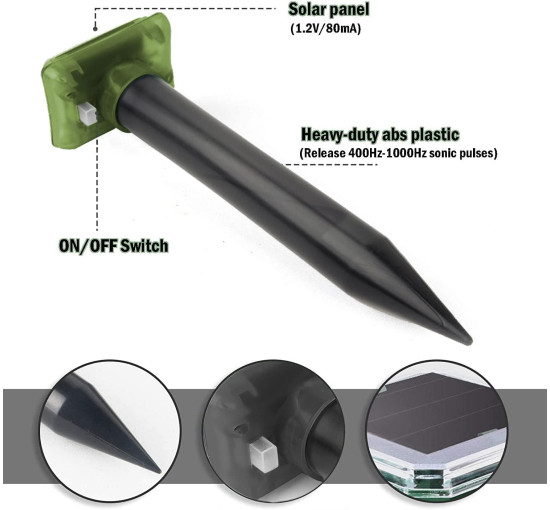 Ультразвуковой отпугиватель кротов HENESE 4шт., зеленый (my-20189)