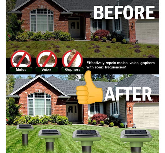 Ультразвуковой отпугиватель кротов HENESE 4шт., зеленый (my-20189)