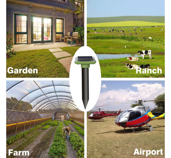 Ультразвуковой отпугиватель кротов HENESE 4шт., зеленый (my-20189)