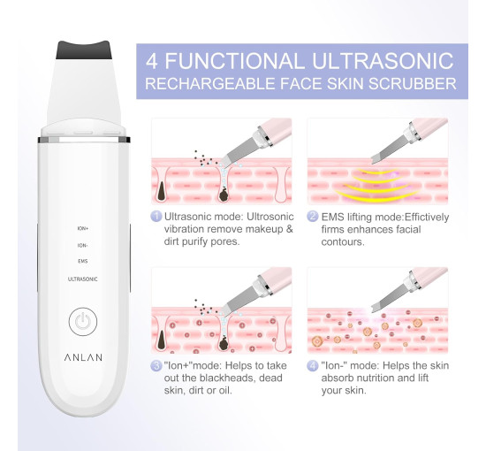 Ультразвуковий відлущувальний прилад ANLAN CPJ07-02 з іонами, білий (my-20116)